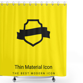 Personality  Award Symbolic Shield With A Banner Minimal Bright Yellow Material Icon Shower Curtains