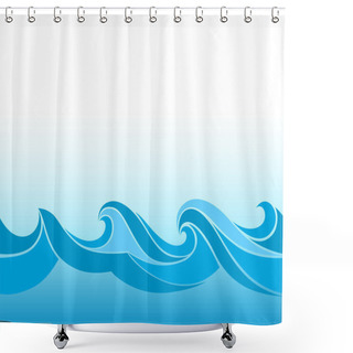 Personality  Blue Background With Stylized Waves Shower Curtains