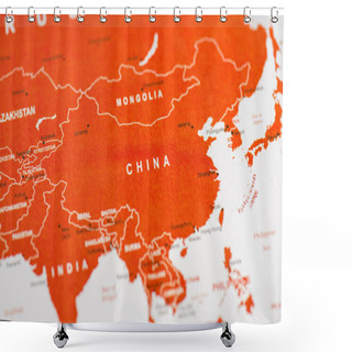 Personality  Close Up Of Map With Different Countries  Shower Curtains