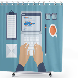 Personality  Web And HTML Programming Flat Illustration Shower Curtains
