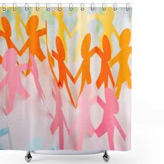 Personality  Paper Cut Chain People On White, Human Rights Concept  Shower Curtains