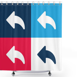 Personality  Backward Blue And Red Four Color Minimal Icon Set Shower Curtains