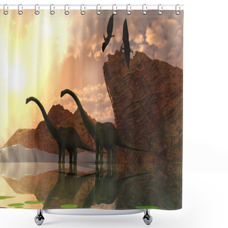 Personality  Dinosaur Dawn Shower Curtains