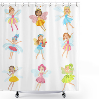 Personality  Cute Fairies In Pretty Dresses Girly Cartoon Characters Set Shower Curtains