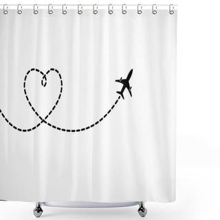 Personality  A Airplane Flying In The Dark Red Sky Leaving Behind A Love Shaped Smoke Trail Shower Curtains