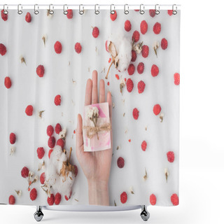 Personality  Woman Holding Berry Soap Shower Curtains