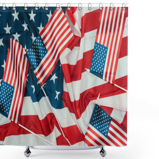 Personality  Close Up View Of Arranged American Flags, Presidents Day Concept Shower Curtains
