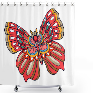Personality  Colorful Butterfly Mandala Arts Isolated On White Background. Shower Curtains