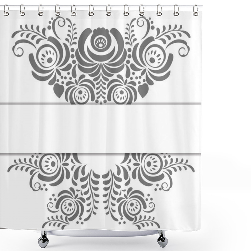 Personality  Russian Ornaments Art Frame In Gzhel Style Shower Curtains