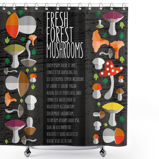 Personality  Vector Illustration Of Colorful Flat Design Style Forest Mushroo Shower Curtains
