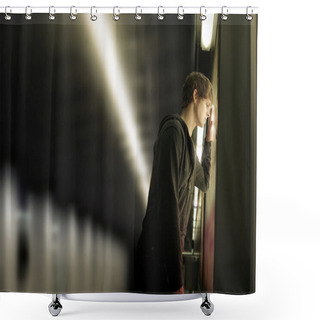 Personality  Young Depressed Man Shower Curtains