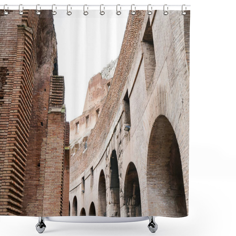 Personality  low angle view of historical walls of colosseum against cloudy sky  shower curtains