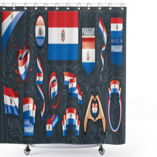 Personality  Vector Set Of The National Flag Of Paraguay In Various Creative Designs Shower Curtains