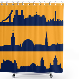 Personality  Seamless Patterns Of Scandinavian Capitals Shower Curtains