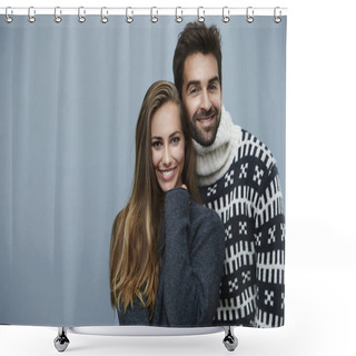 Personality  Loving Couple In Knitwear Shower Curtains