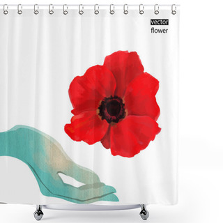 Personality  Poppy Flower And Hand Shower Curtains