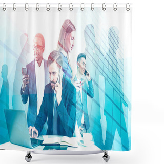 Personality  Diverse Business Team, Skyscrapers Shower Curtains