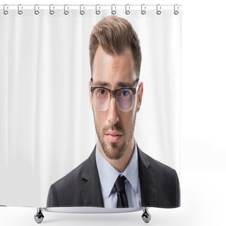 Personality  Young Businessman In Eyeglasses Shower Curtains
