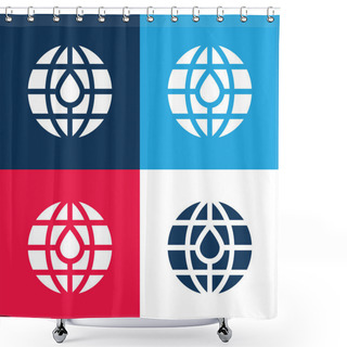 Personality  Blood Donation Blue And Red Four Color Minimal Icon Set Shower Curtains