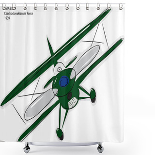 Personality  Avia B.534 Biplane Sketch Shower Curtains