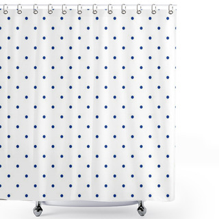 Personality  Seamless Vector Pattern With Sailor Navy Blue Polka Dots Isolated On White Background. Shower Curtains