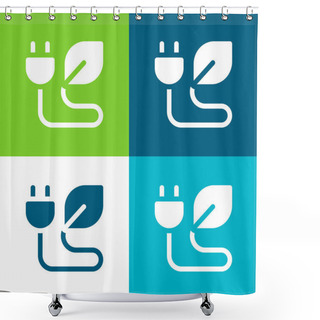Personality  Bio Energy Flat Four Color Minimal Icon Set Shower Curtains