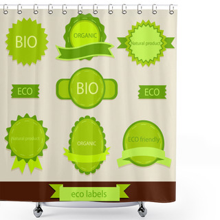 Personality  Collection Of Vintage Grunge Bio And Eco Labels Natural Products Shower Curtains