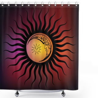 Personality  Vintage Sky, Sun, Moon, Clouds, Stars. Shower Curtains