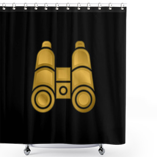 Personality  Binocular Gold Plated Metalic Icon Or Logo Vector Shower Curtains