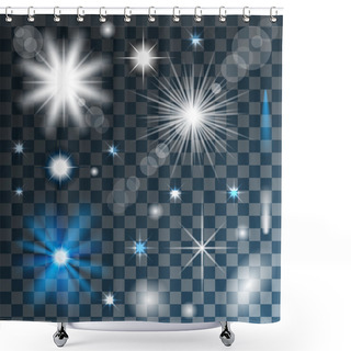 Personality   Transparent Glowing Stars And Lights Shower Curtains