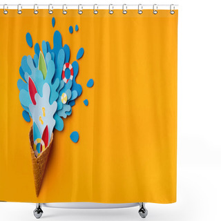 Personality  Blue Water And Beack Accessories Spilling Out Of Cornet Shower Curtains