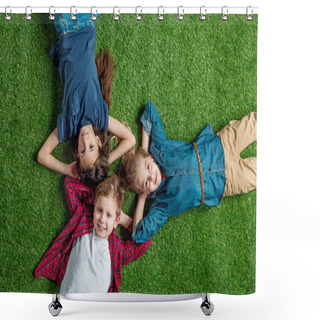 Personality  Children Lying On Grass  Shower Curtains