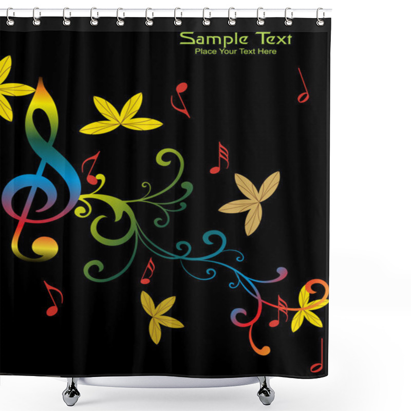 Personality  Floral Pattern With Musical Notes Shower Curtains