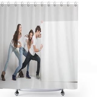 Personality  Young Pushing White Board Shower Curtains