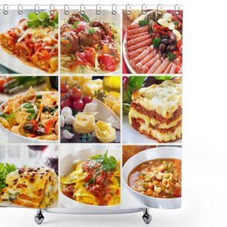 Personality  Italian Food Collage Shower Curtains