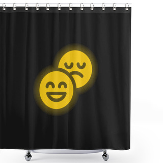 Personality  Attitude Yellow Glowing Neon Icon Shower Curtains