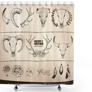 Personality  Cow Skull Collection Shower Curtains