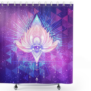 Personality  All Seeing Eye In Lotus Vector Ornamental Lotus Flower, Ethnic A Shower Curtains