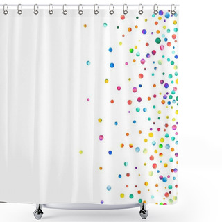 Personality  Dense Watercolor Confetti On White Background Rainbow Colored Watercolor Confetti Scatter Bottom Shower Curtains