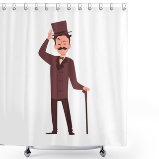 Personality  Gallant Victorian English Aristocrat A Flat Isolated Vector Illustration Shower Curtains