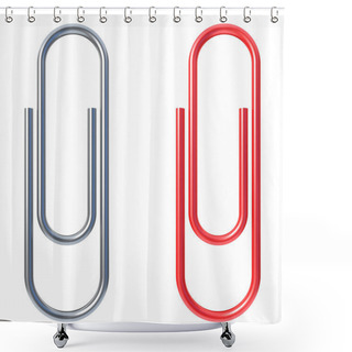 Personality  Paper Clip Isolated Over White Background Shower Curtains