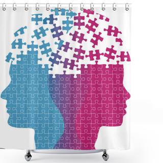 Personality  Man Woman Faces Mind Thought Problem Puzzle Shower Curtains