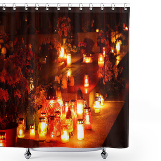 Personality  Candles Burning At A Cemetery Shower Curtains