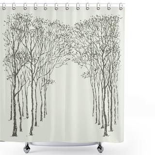 Personality  Vector Background. Arc Frame Of Trees Shower Curtains