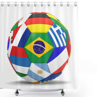 Personality  3D Render Of Football With Flags Shower Curtains