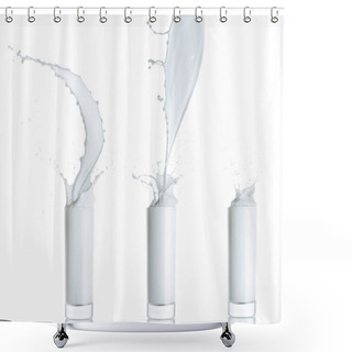 Personality  Three Glasses With Milk Splashes Shower Curtains