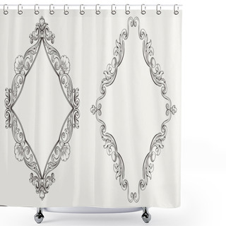 Personality  Two Original Calligraphy Rhombus Frames Shower Curtains