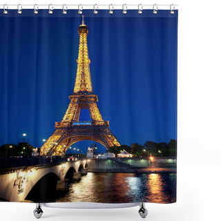 Personality  Eiffel Tower Illuminated At Dusk. Shower Curtains