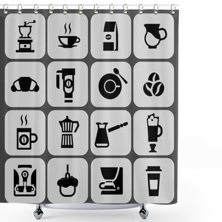 Personality  Coffee Icons Black Set Shower Curtains