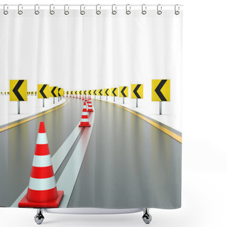 Personality  Road With Signs And Traffic Cones Shower Curtains